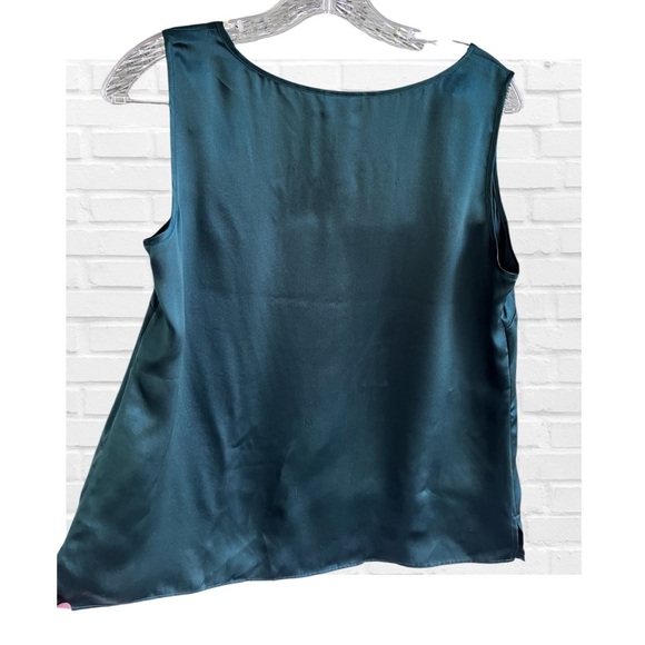 Talbots 100% Silk Emerald Green Tank Chemise Top Women’s 14P Dressy Party Office - Picture 2 of 7